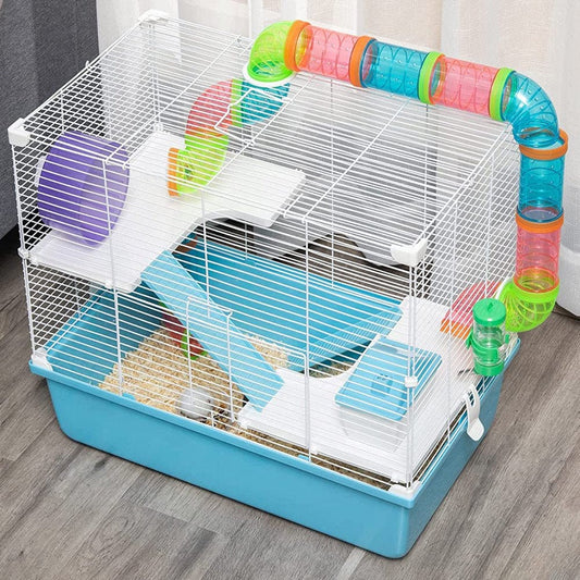 23" Large 3-Level Hamster Mansion Mouse Habitat Home Small Animal Critter Cage Set of Accessories Crossover Tube Tunnel Rodent Gerbil Mice
