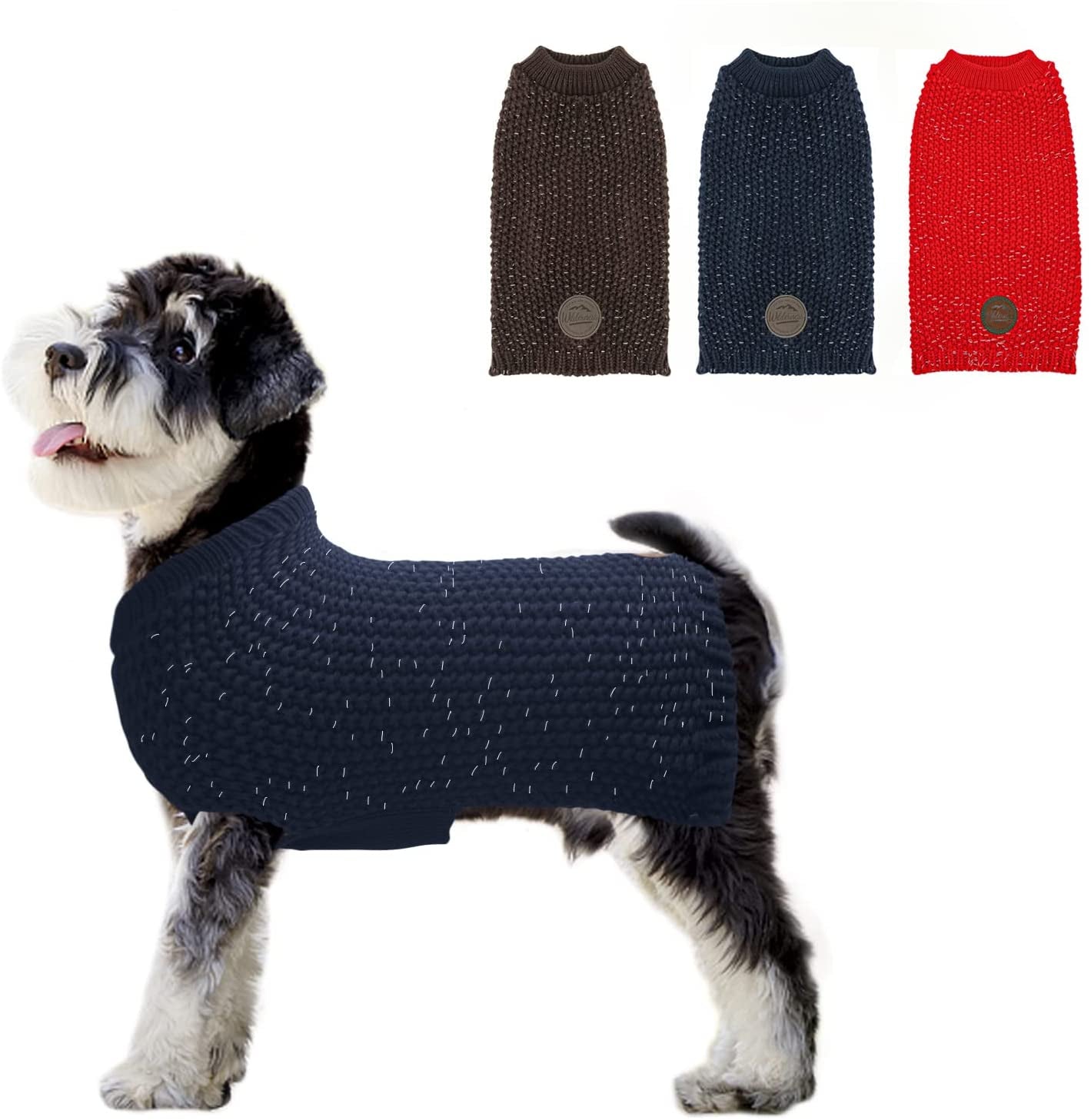 KYEESE Dogs Sweaters Heavy for Medium Dogs Reflective Pullover Dog Knitwear for Fall Winter Animals & Pet Supplies > Pet Supplies > Dog Supplies > Dog Apparel kyeese Navyblue M (24-30lbs) 