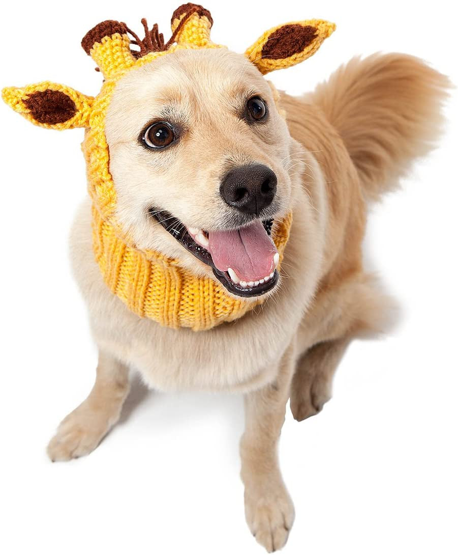 Zoo Snoods Giraffe Costume for Dogs, Large - Warm No Flap Ear Wrap Hood for Pets, Dog Outfit for Winters, Halloween, Christmas & New Year, Soft Yarn Ear Covers Animals & Pet Supplies > Pet Supplies > Dog Supplies > Dog Apparel Zoo Snoods 1 Medium 