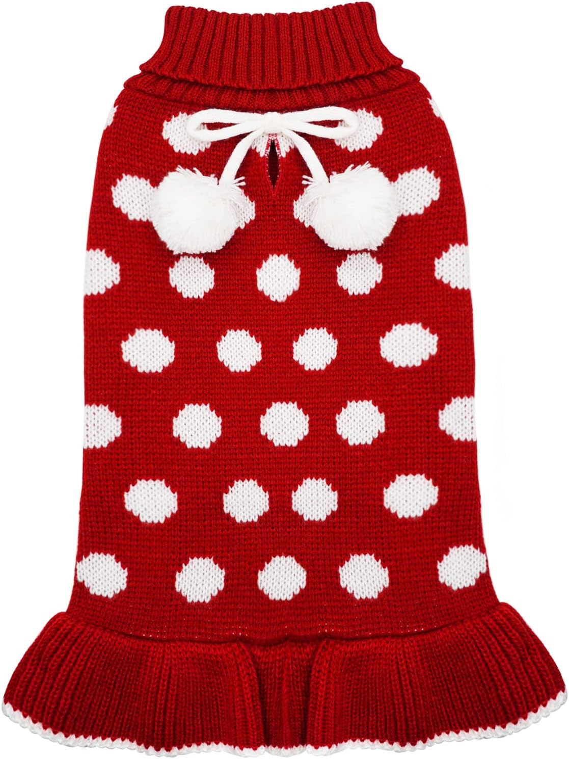 KYEESE Dog Sweaters with Leash Hole for Small Dogs Turtleneck Dog Sweater Dress Polka Dot Knit Pullover Doggie Sweater Warm Pet Sweater Animals & Pet Supplies > Pet Supplies > Dog Supplies > Dog Apparel kyeese 2# Polkadot (Red) X-Small (Pack of 1) 