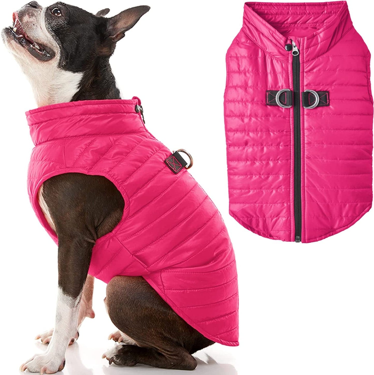 Gooby Puffer Vest Dog Jacket - Purple, Medium - Ultra Thin Zip up Wind Breaker with Dual D Ring Leash - Water Resistant Small Dog Sweater Coat - Dog Clothes for Small Dogs Boy or Medium Dogs Animals & Pet Supplies > Pet Supplies > Dog Supplies > Dog Apparel Gooby Pink X-Small chest (12") 