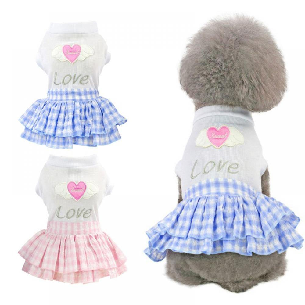 FYCONE Dog Dress, 2Pcs Spring Summer Dresses Apparel Clothes, Shirts Vest Skirt Dresses for Small Pet Dogs Cats Puppy in Wedding Holiday Animals & Pet Supplies > Pet Supplies > Cat Supplies > Cat Apparel FYCONE S B 