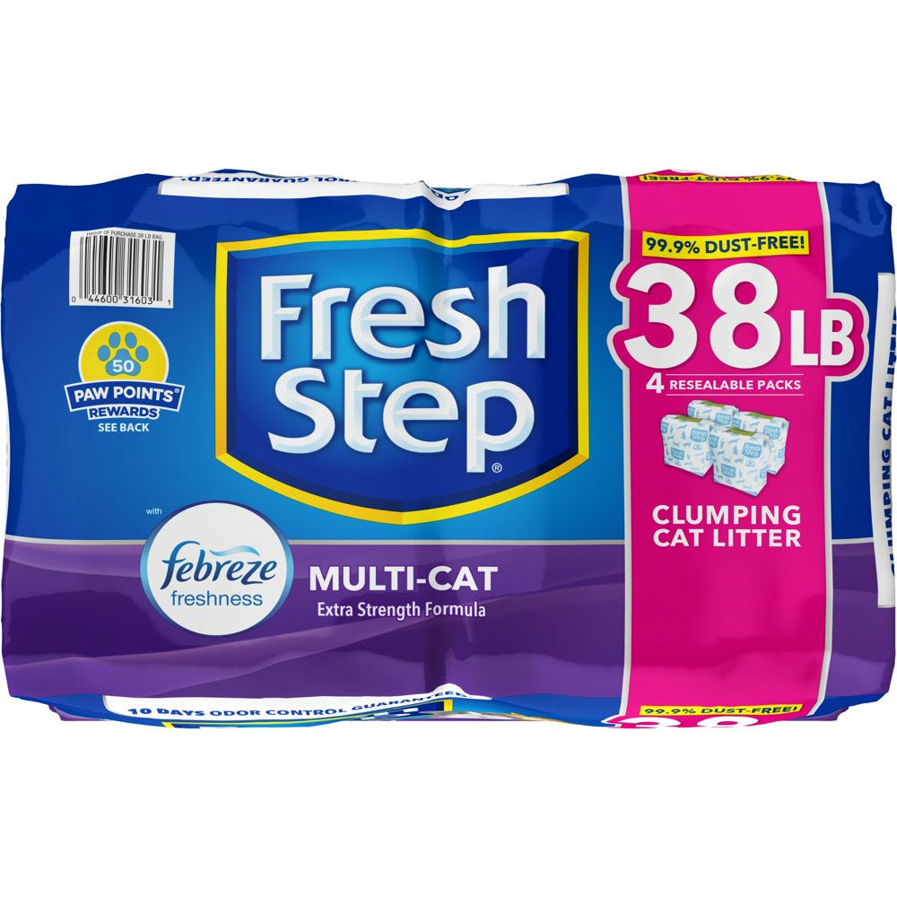 Fresh Step Multi-Cat Scented Litter with the Power of Febreze, Clumping Cat Litter, 38 Lbs Animals & Pet Supplies > Pet Supplies > Cat Supplies > Cat Litter The Clorox Company   