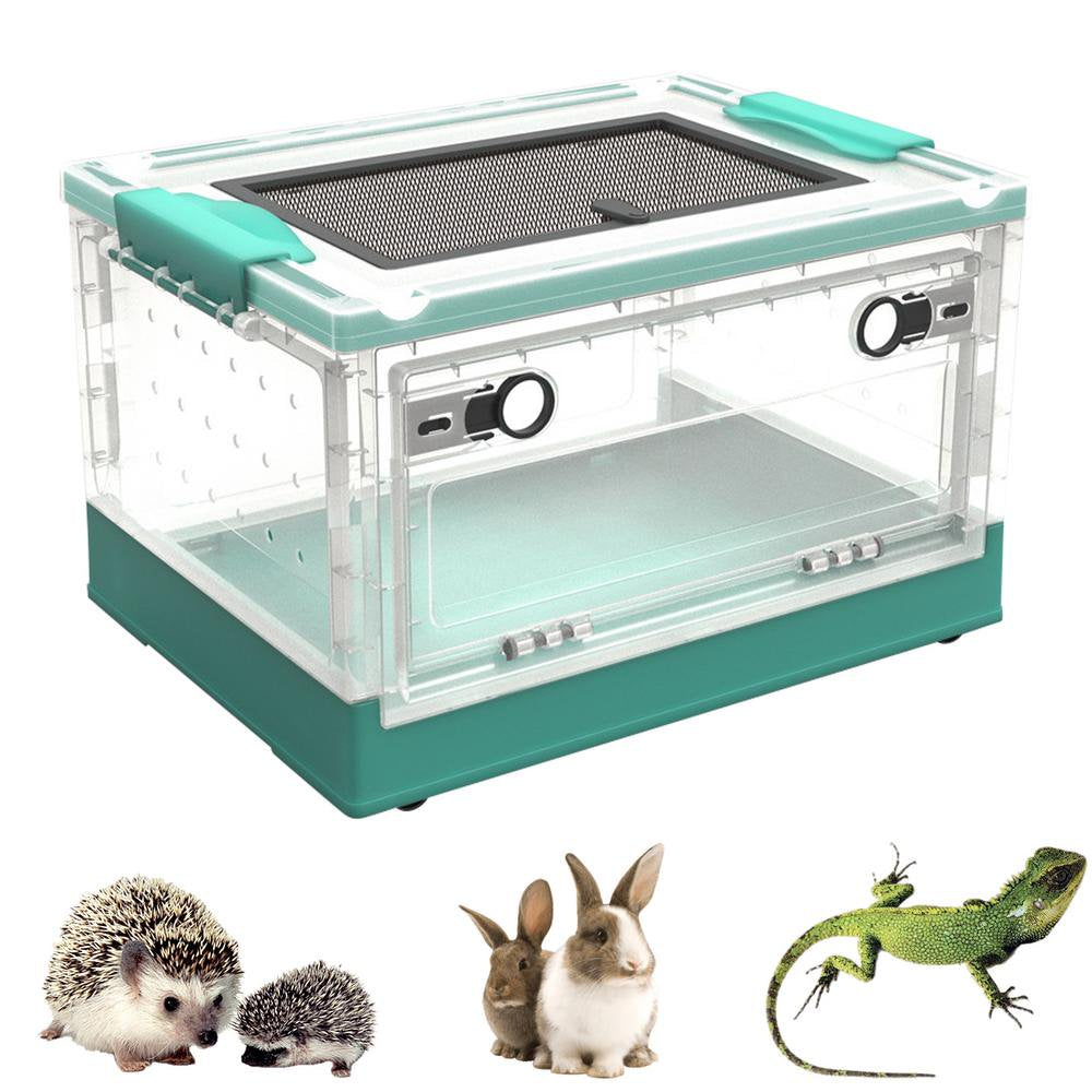 Julam Small Animal Breeding Box Easy to Clean Small Animal Habitat Pet Cage Transparent Mini Reptile Habitat Terrarium with Cover Frugal Animals & Pet Supplies > Pet Supplies > Small Animal Supplies > Small Animal Habitats & Cages Julam Light Green  