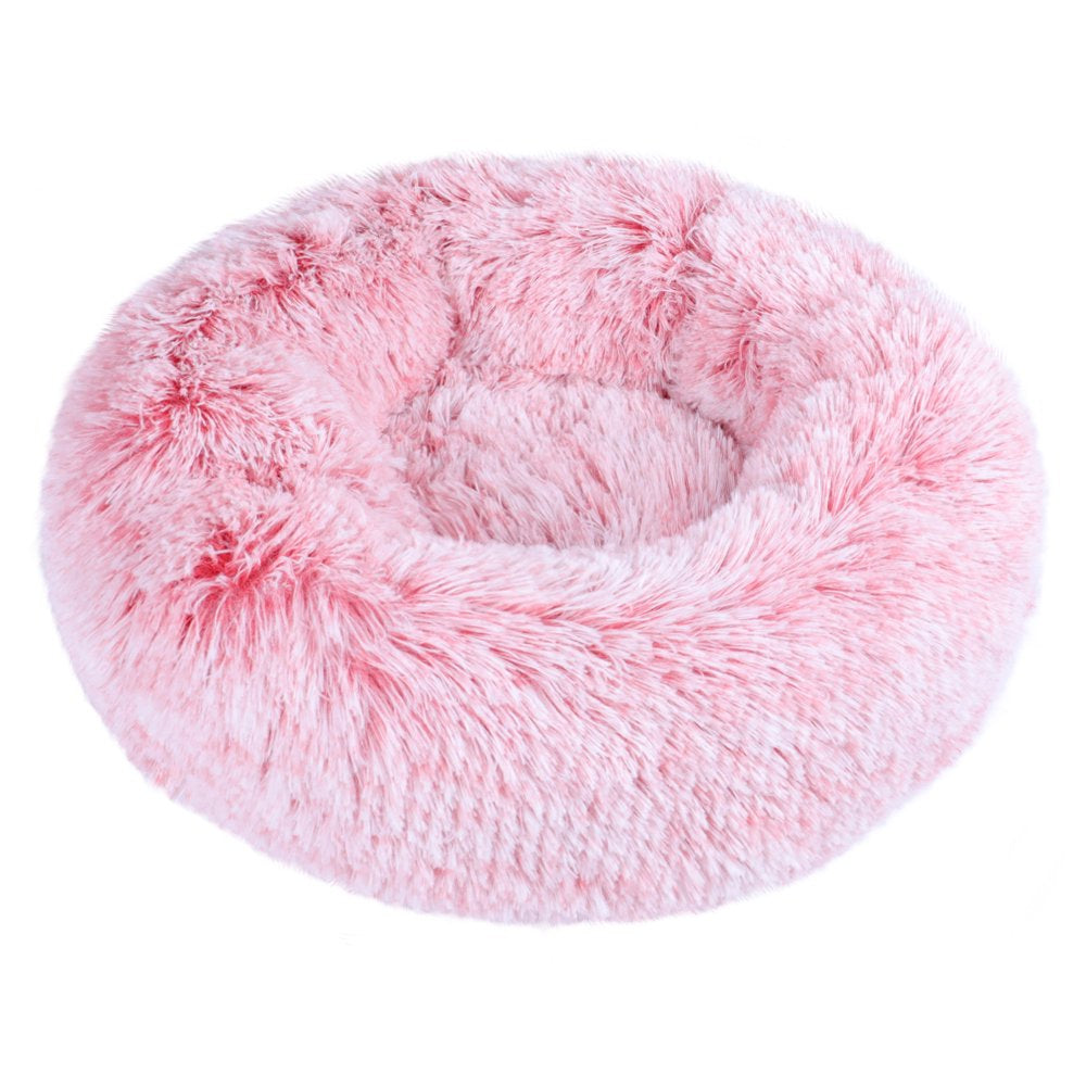 Round Plush Pet Bed for Dogs & Cats,Fluffy Soft Warm Calming Bed Sleeping Kennel Nest Animals & Pet Supplies > Pet Supplies > Cat Supplies > Cat Beds source max 27" white pink 