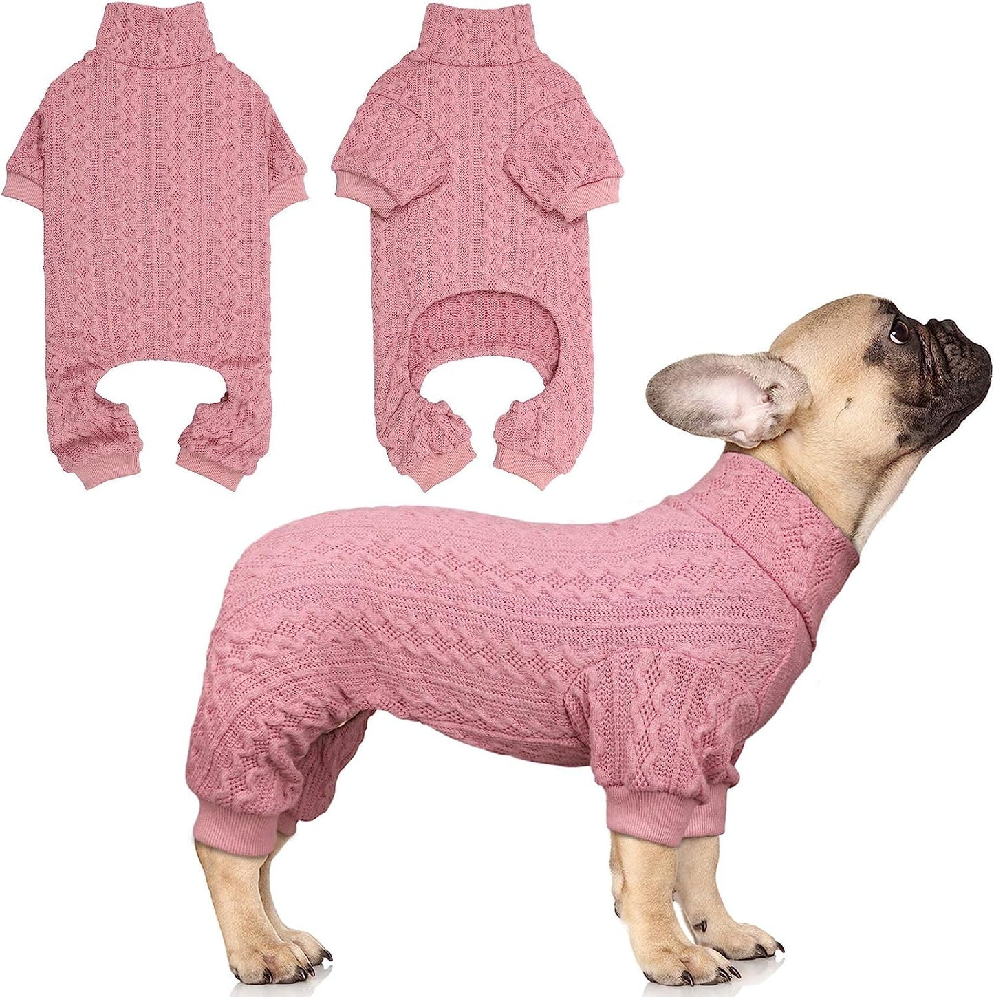 Dog Sweater Turtleneck Knitted Dog Clothes Solid Color Puppy Sweater Warm Cat Sweater Dog Sweaters for Large Dogs (Pink & L) Animals & Pet Supplies > Pet Supplies > Dog Supplies > Dog Apparel Jamktepat Pink X-Small 