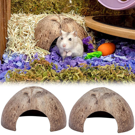 Meidiya 2 Pack Reptile Nest Hideout Cave,Coconut Shell Hides Habitat Decor Lizard Box Shelter for Reptiles Amphibians Hideouts Animals & Pet Supplies > Pet Supplies > Small Animal Supplies > Small Animal Habitat Accessories Meidiya   