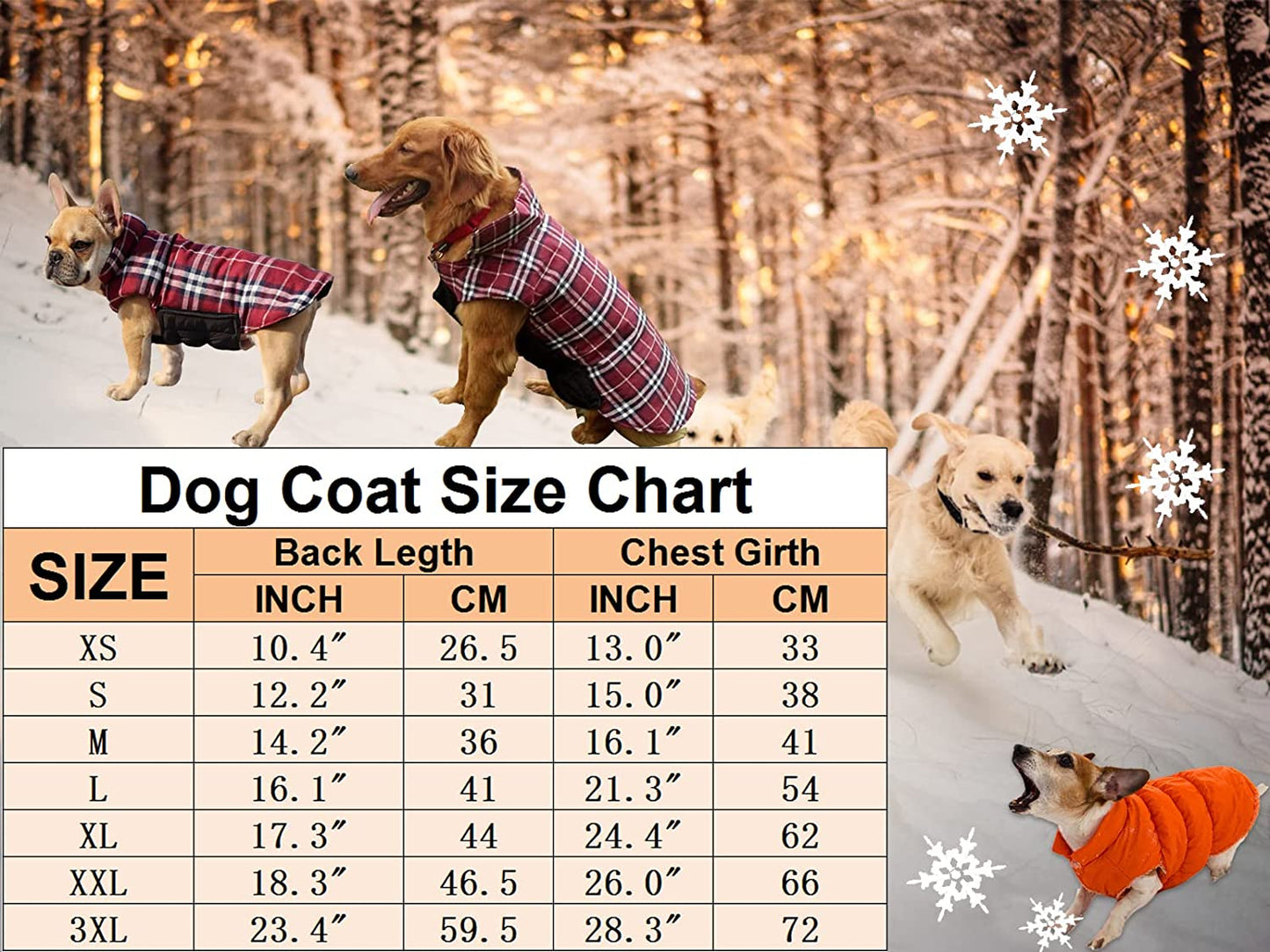 Caslfuca Dog Winter Coat, Winter Dog Extra Warm Coats Dog Fleece Jackets Dog Clothes, Windproof Waterproof Dog Cold Weather Coats for Small Medium Large Dogs and Puppy Apparel Animals & Pet Supplies > Pet Supplies > Dog Supplies > Dog Apparel Caslfuca   