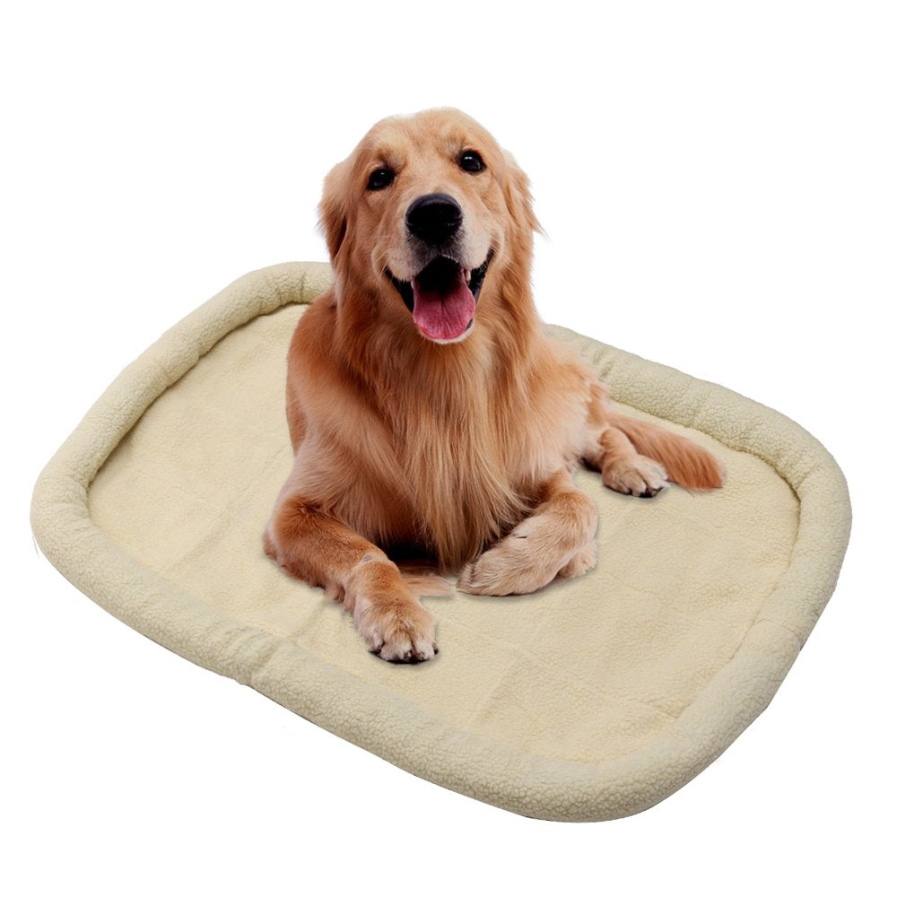 Stoneway 3 Sizes Pet Bed Bolster for Large Medium Small Dog Cat Crate Mat Soft Warm Pad Liner Home Indoor Outdoor Kennel, White （29.5/35/41） Animals & Pet Supplies > Pet Supplies > Cat Supplies > Cat Beds Stoneway Small 29.5x17in Creamy-white 