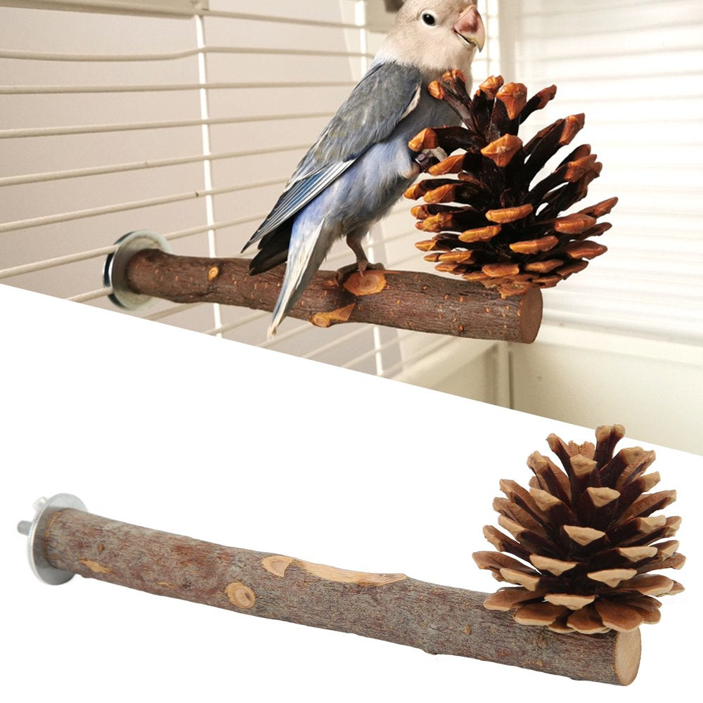 Applewood Bird Perch, Bite Resistant Cage Decoration Natural Wooden Bird Stand Pole with Pine Cone for Cockatiels for Lovebirds 20Cm / 7.9In Stand Pole Length Animals & Pet Supplies > Pet Supplies > Bird Supplies > Bird Cages & Stands FAGINEY   