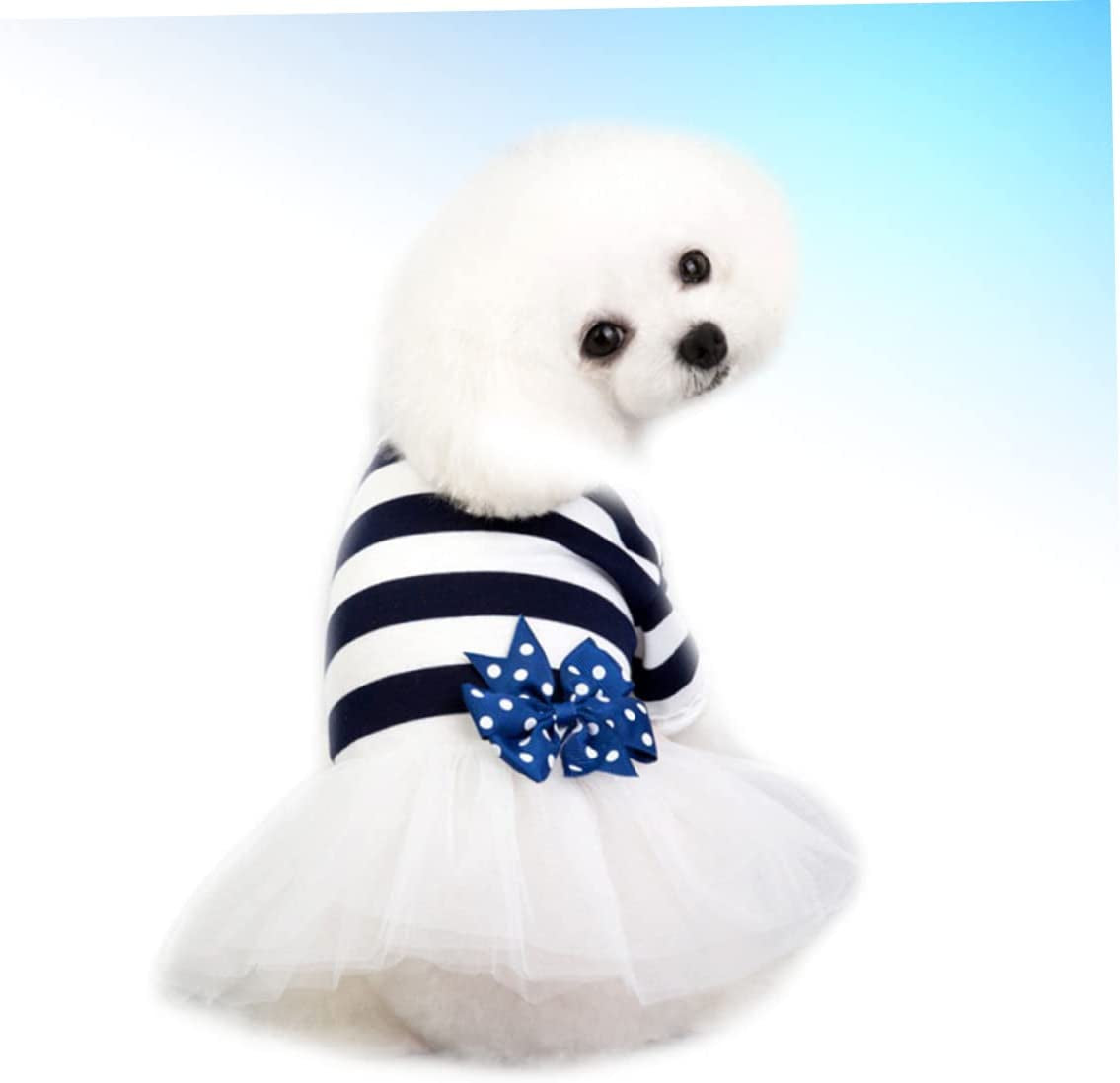 POPETPOP Tulle Skirt Girl Puppy Clothes Vestidos Para Dog Dress Dog Dress with Bow Tie Dog Dress for Girls Princess Dress Set Pet Dog Costume Pet Costume Dog Tutu Dress Blue Uniform Animals & Pet Supplies > Pet Supplies > Dog Supplies > Dog Apparel POPETPOP   