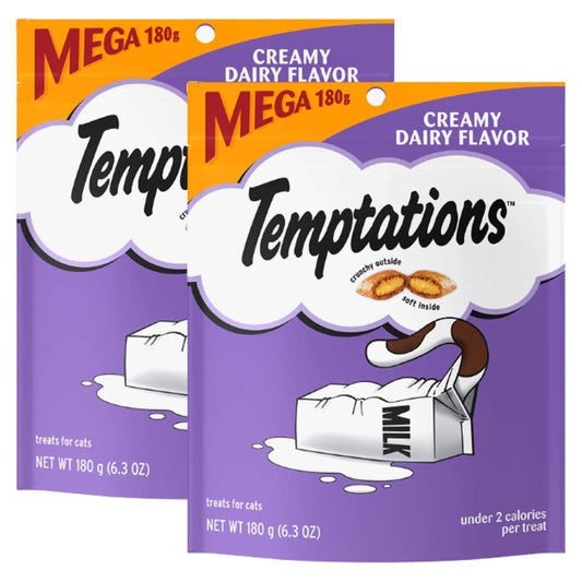 Temptations Creamy Dairy Flavor Classic Crunchy and Soft Cat Treats Food Great Snack for Adult Cats, 6.3 Oz - Pack of 2 Animals & Pet Supplies > Pet Supplies > Cat Supplies > Cat Treats NS   