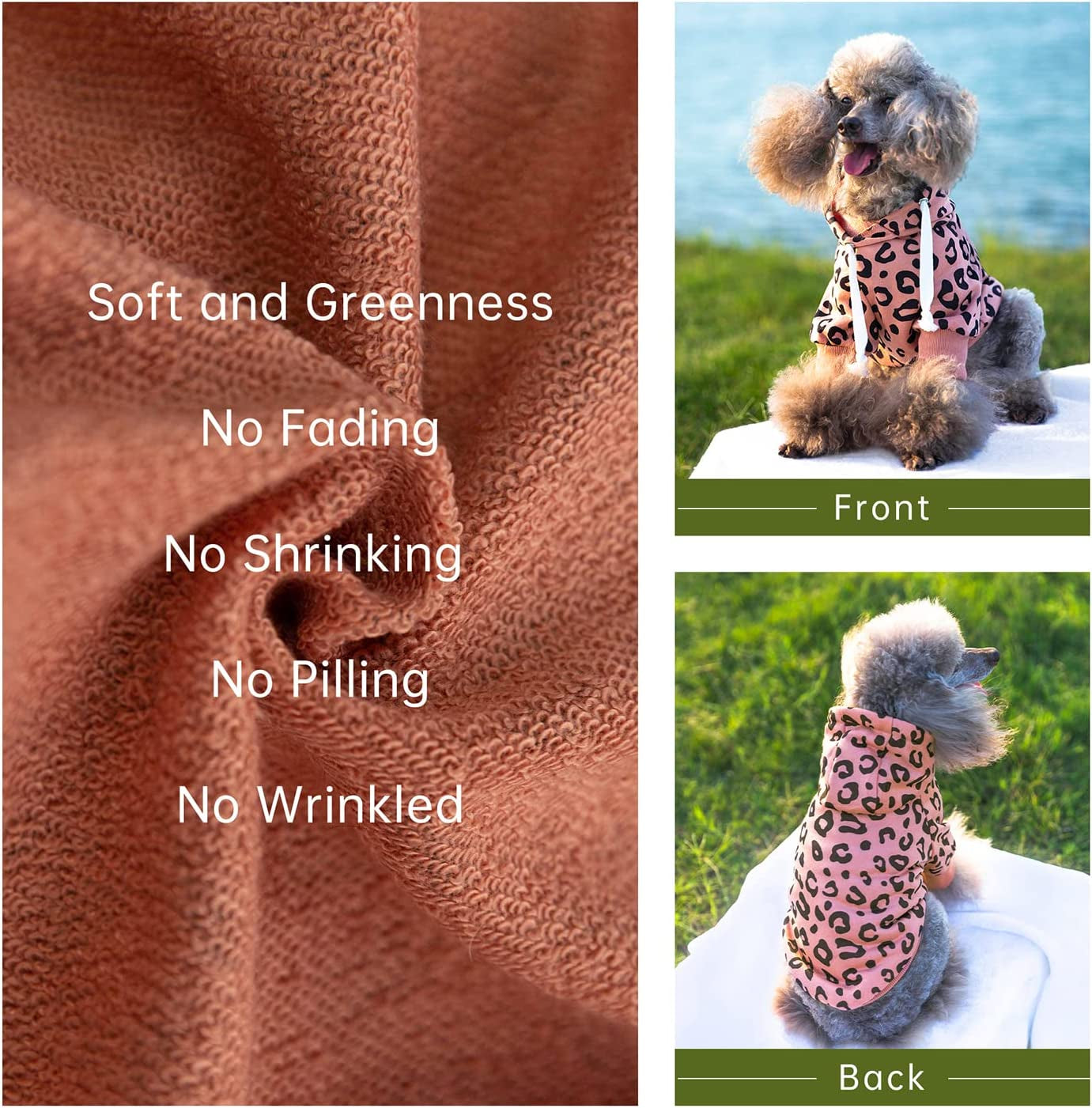 Furryilla Leopard Pink Puppy Chihuahua Dog Hoodies for Small Dogs Girl and Boy, Dog Cotton Hoodie Sweatshirt Fleece Sweater Winter Coat with Hat, XS Dog Clothes Girl, Cat Hoodie(Xs Pink) Animals & Pet Supplies > Pet Supplies > Dog Supplies > Dog Apparel Furryilla   