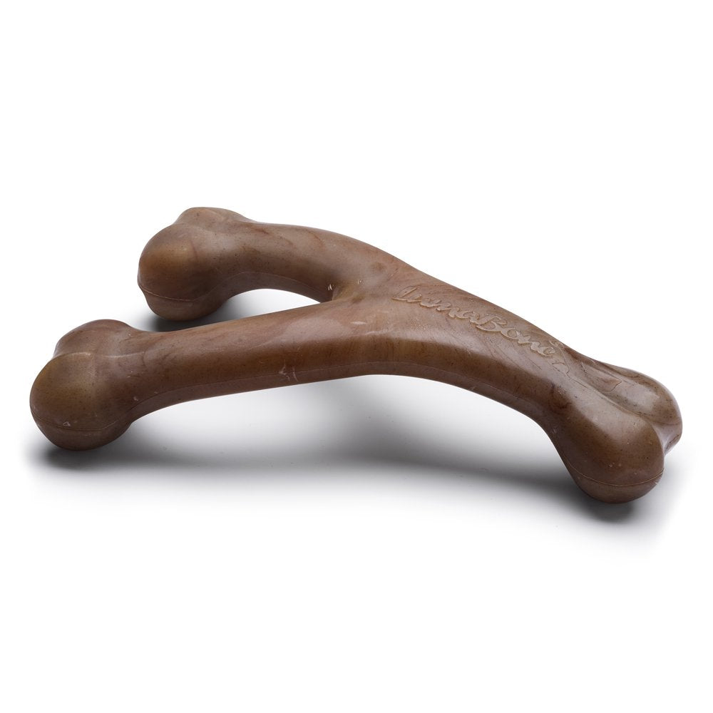 Lumabone Real Bacon Durable Wishbone Dog Chew Toy, Medium