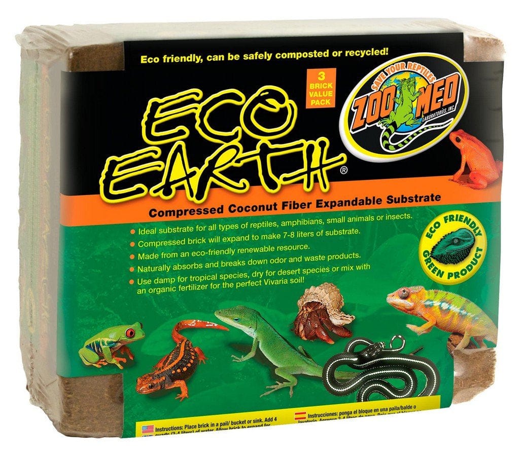 24 Count (8 X 3 Ct) Zoo Med Eco Earth Compressed Coconut Fiber Substrate Animals & Pet Supplies > Pet Supplies > Reptile & Amphibian Supplies > Reptile & Amphibian Substrates Zoo Med   