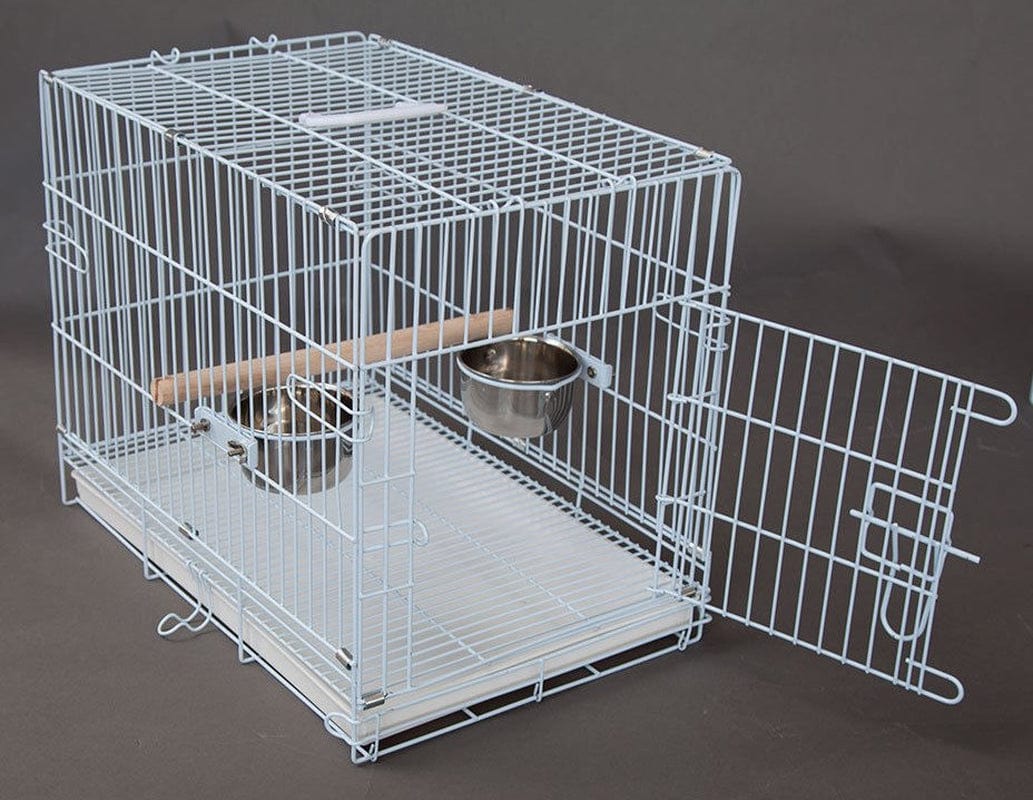 24" LARGE Metal Portable Bird Parrot Travel Veterinary Carrier Wire Cage with Wooden Stand Perch and Stainless Steel Dishes Animals & Pet Supplies > Pet Supplies > Bird Supplies > Bird Cages & Stands Mcage   