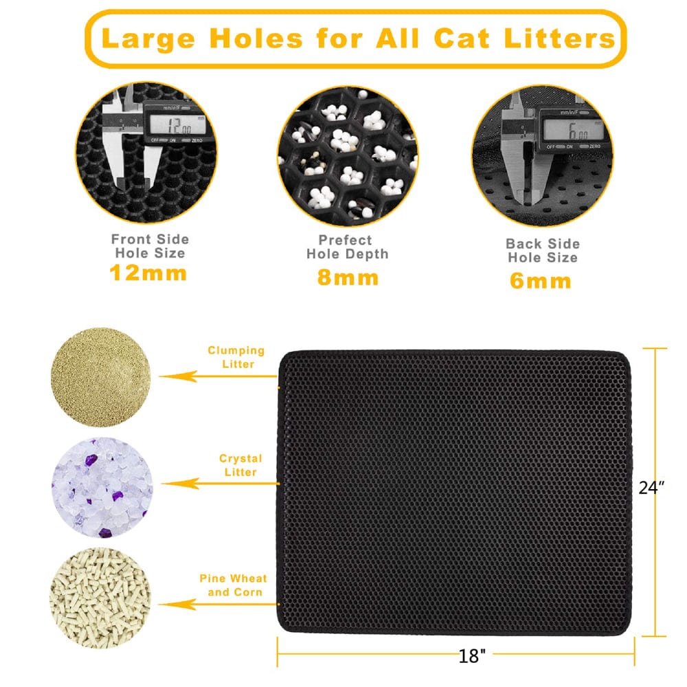 24"X18" Double Layer Waterproof Pet Feeding Pads, Cat Litter Mat Litter Trapping Mat, Double Layer Design Waterproof Urine Proof Trapper Mat for Litter Boxes Animals & Pet Supplies > Pet Supplies > Cat Supplies > Cat Litter Box Mats Stoneway   