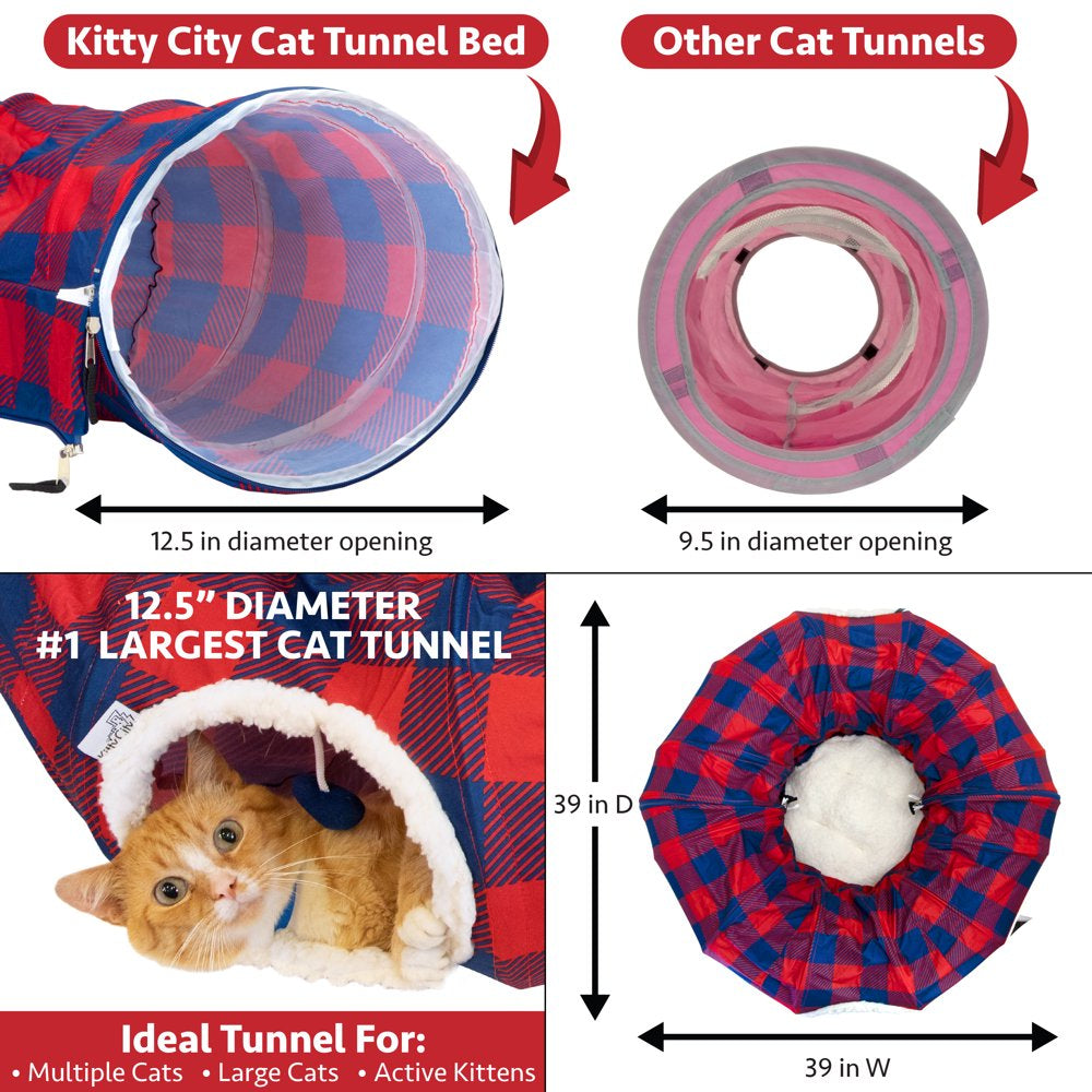Kitty City Large Plaid Cat Tunnel Bed, Cat Toy - for Cat and Kitten Animals & Pet Supplies > Pet Supplies > Cat Supplies > Cat Beds Sport Pet   