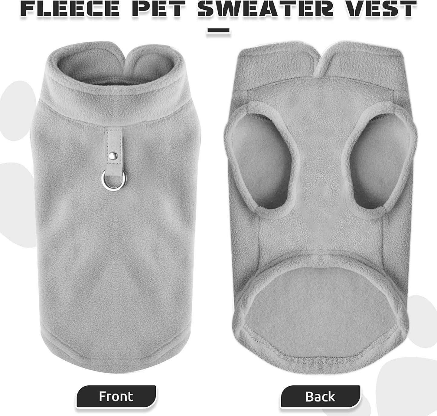 PETCARE Small Dog Sweater Cat Fleece Vest Soft Dog Jacket with Leash O-Ring Winter Warm Pet Pullover Coat Puppy Clothes for Small Dogs Cats Chihuahua Apparel Shih Tzu Costume, Grey Animals & Pet Supplies > Pet Supplies > Dog Supplies > Dog Apparel PETCARE   