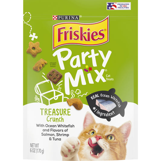 Friskies Cat Treats, Party Mix Treasure Crunch - (6) 6 Oz. Pouches