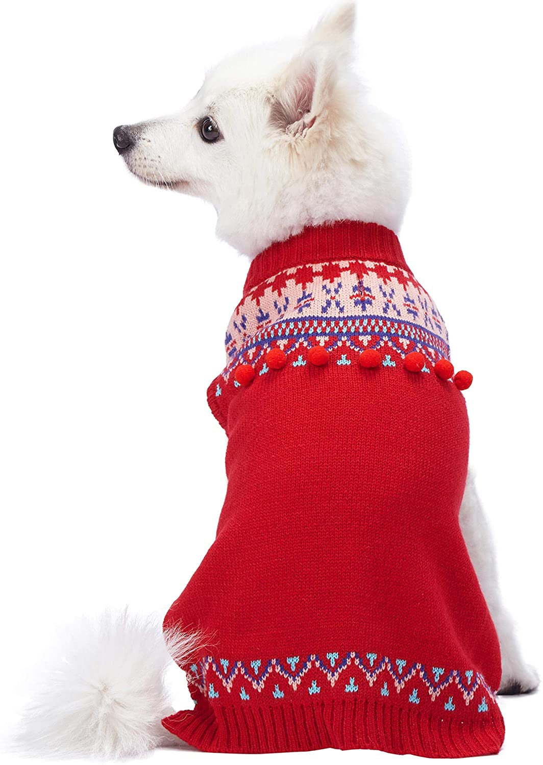 Blueberry Pet Ugly Christmas Reindeer Dog Sweater Turtleneck Holiday Family Matching Clothes for Dog, Tango Red & Navy Blue, Back Length 12", Warm Winter Outfit for Small Dogs Animals & Pet Supplies > Pet Supplies > Dog Supplies > Dog Apparel Blueberry Pet Holiday Red 10 inch (Pack of 1) 