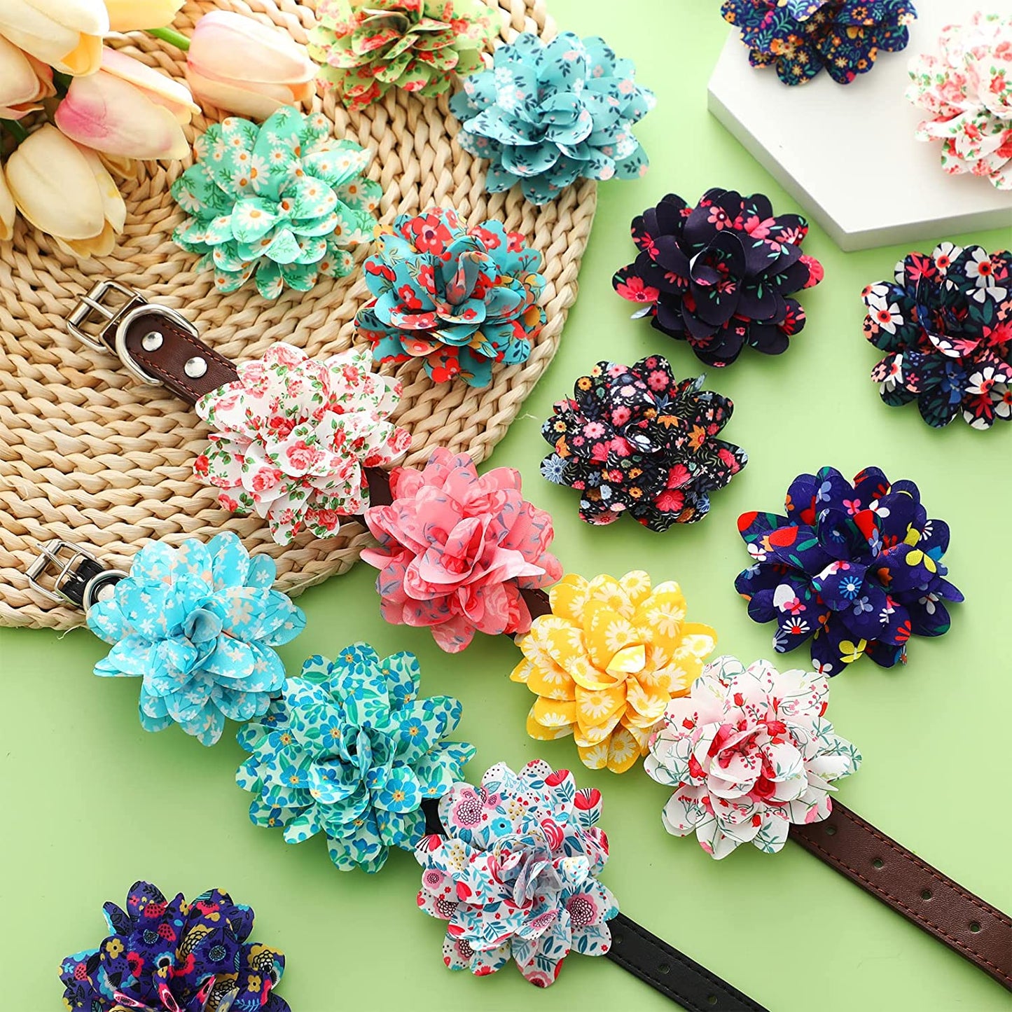 80 Pieces Dog Flowers Dog Collar Flowers Dog Charms Grooming Accessories Collar Set Multi Color Dog Bow Tie Flower for Puppy Dog Cat Collar Attachment Embellishment Animals & Pet Supplies > Pet Supplies > Dog Supplies > Dog Apparel Sanwuta   