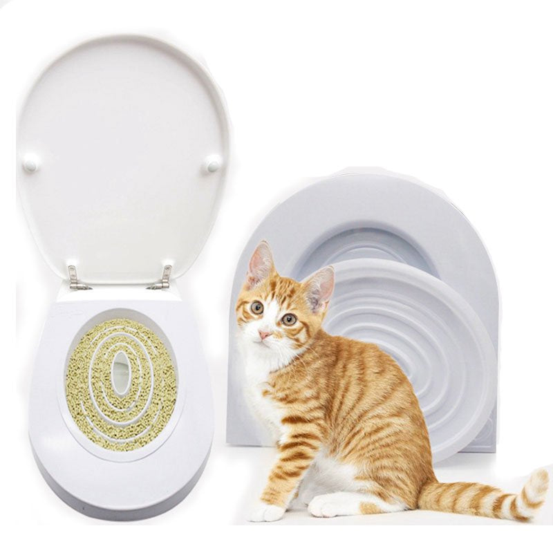 Pet Cat Toilet Training Kitty Toilet Trainer PVC White Convenient Disappearing Litter Box Trainer Cat Litter Tray Mat Animals & Pet Supplies > Pet Supplies > Cat Supplies > Cat Litter Box Mats JANDEL   