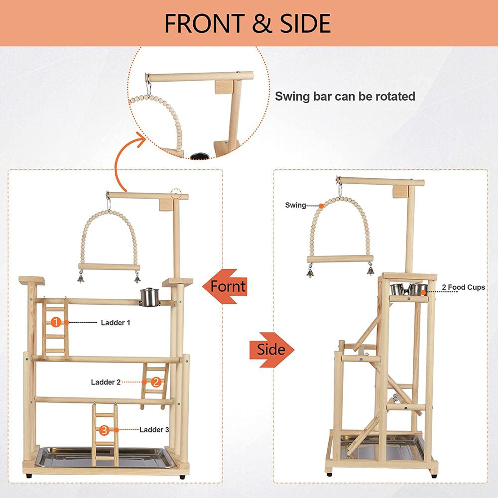 ENKERN 3 Layers Wood Bird Playground Large Parrot Playstand Bird Perch Stand Bird Gym Playground Playpen for Cockatiel Parakeet Parrot (With Installation Notes) Animals & Pet Supplies > Pet Supplies > Bird Supplies > Bird Gyms & Playstands ENKERN   