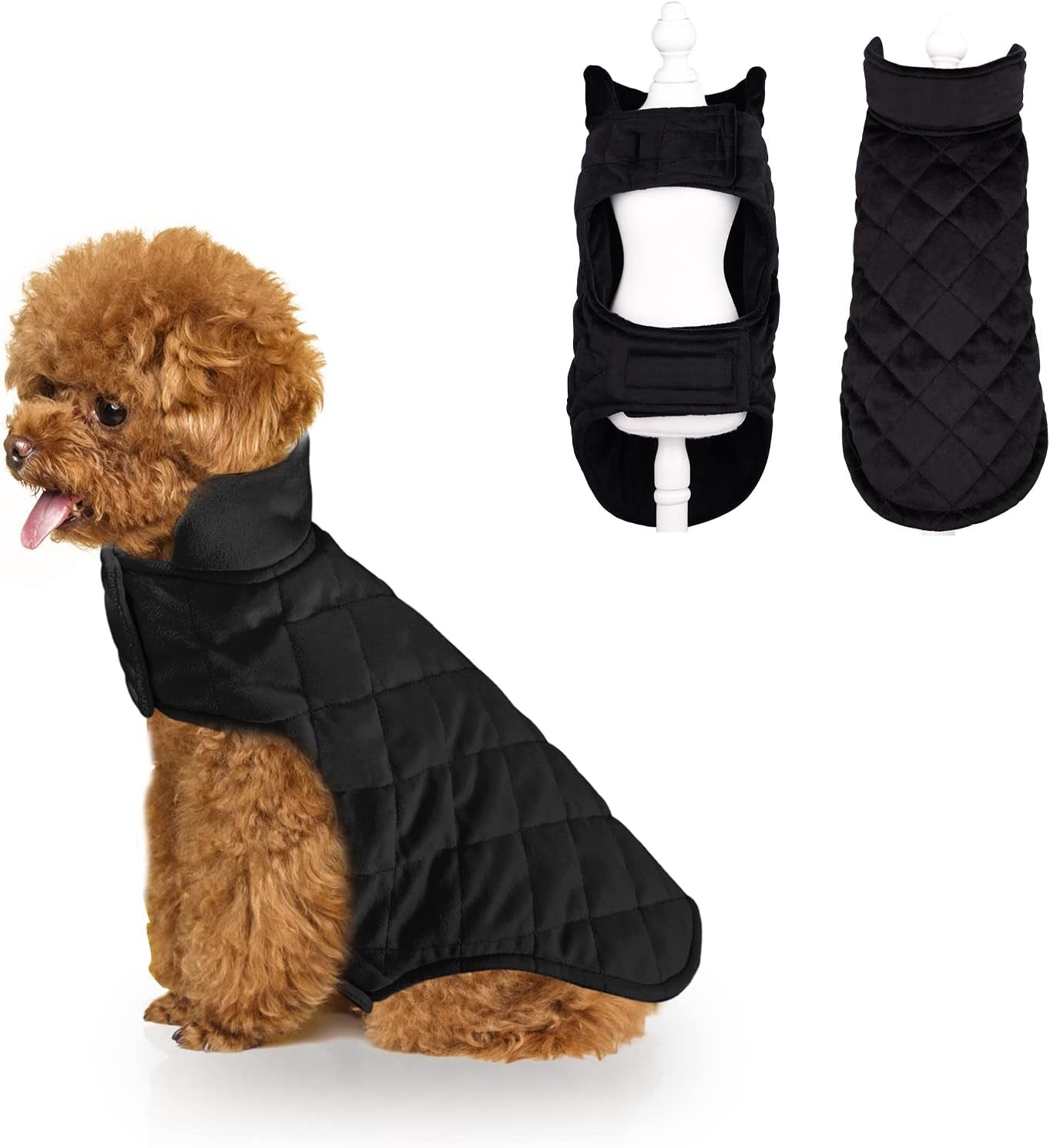 Cnarery Dog Fleece Vest, Puppy Dog Turtleneck Winter Sweaters Coat Dog Clothes Pet Dog Cold Weather Coats Snow Jacket Vest for Small Medium Dogs(Fuchsia) Animals & Pet Supplies > Pet Supplies > Dog Supplies > Dog Apparel Cnarery Black L(Chest:19.7-21.7" Neck:13.4-15") 