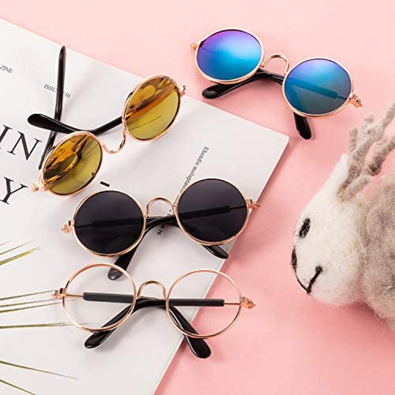 6 Pieces Pet Dog Cat Costume, Pet Sunglasses and Summer Pet Straw Hat with Faux Gold Chain Collar, Classic Funny Pet Accessories for Pet Cat Puppy Small Medium Dog Birthday Cosplay Party (Cute Style) Animals & Pet Supplies > Pet Supplies > Dog Supplies > Dog Apparel Weewooday   