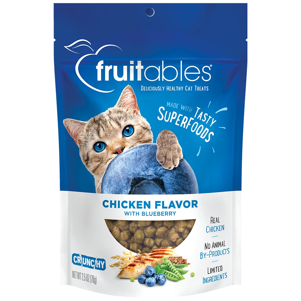Fruitables Cat Treats | Made with Real Chicken with Blueberry | 2.5 Ounces