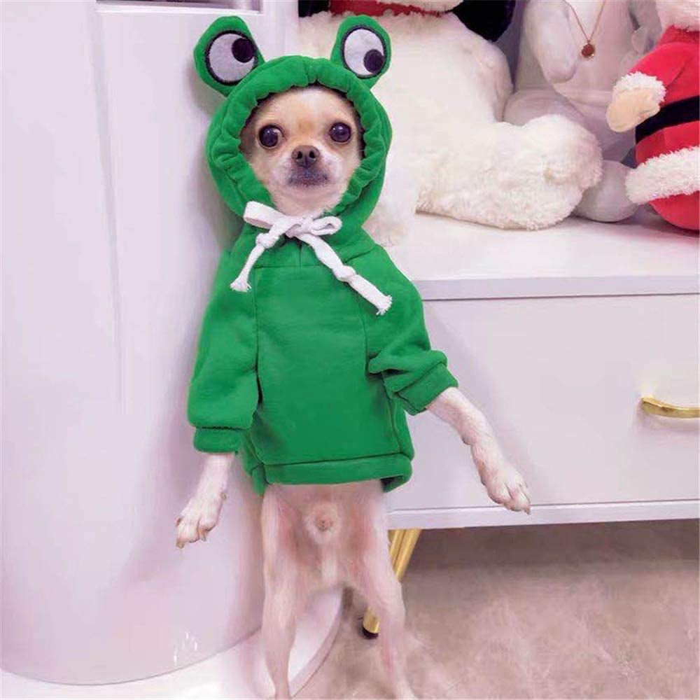 Dog Hoodie- Dog Basic Sweater Coat Cute Frog Shape Warm Jacket Pet Cold Weather Clothes Outfit Outerwear for Small Dogs Cats Puppy Small Animals（L） Animals & Pet Supplies > Pet Supplies > Dog Supplies > Dog Apparel MJEMS   