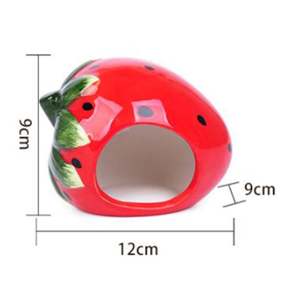 Ceramic Cartoon Strawberry Shape Hamster House Home Summer Cool Small Animal Pet Nesting Habitat Cage Accessories Animals & Pet Supplies > Pet Supplies > Small Animal Supplies > Small Animal Habitats & Cages GadgetVLot   