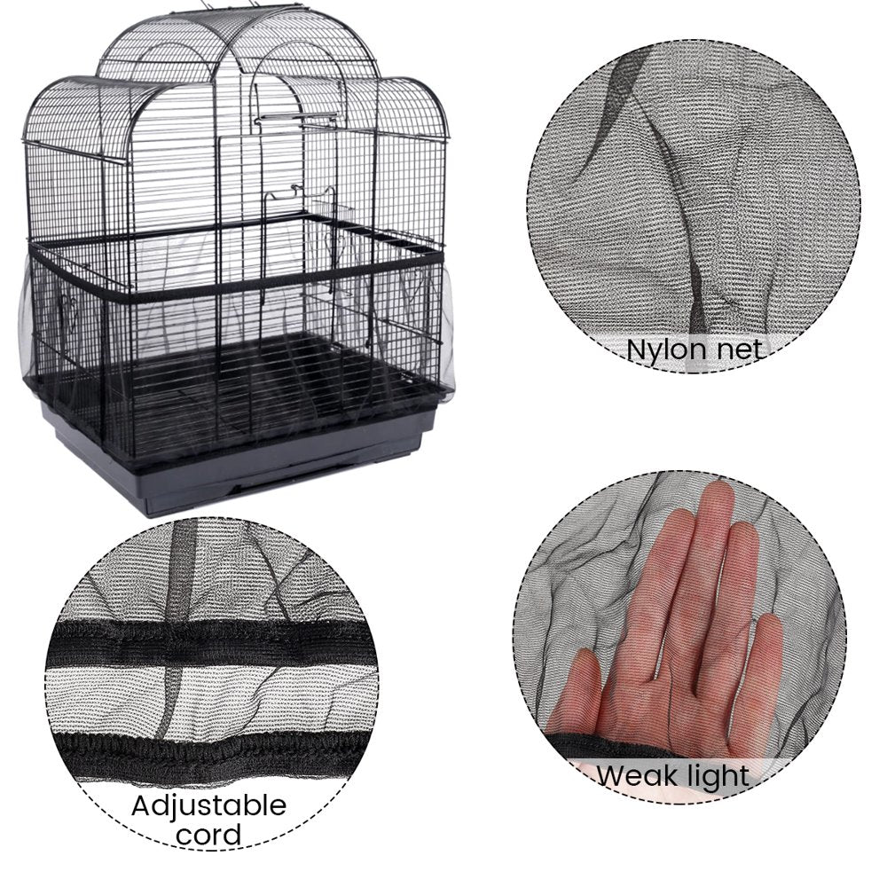 Pluokvzr Bird Cage Seed Catcher Adjustable Parrot Cage Skirt Mesh Pet Bird Cage Skirt Guard Cage Accessories for Square round Cage，Black L Animals & Pet Supplies > Pet Supplies > Bird Supplies > Bird Cage Accessories Pluokvzr   