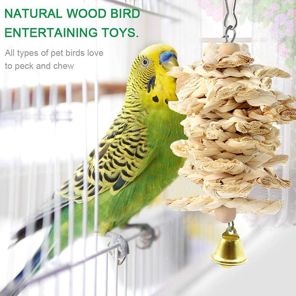 Bird Parrot Toys Swing Hanging Bird Cage Accessories Toy Perch Ladder Chewing Toys Hammock for Parakeets,Cockatiels