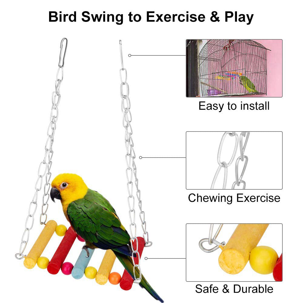 Tycncty 8Pcs Bird Parrot Toys Bird Swing Hanging Toy Bird Cage Toys Hammock Swing Ladder Perch Chewing Toys for Parrots Animals & Pet Supplies > Pet Supplies > Bird Supplies > Bird Ladders & Perches Tycncty   