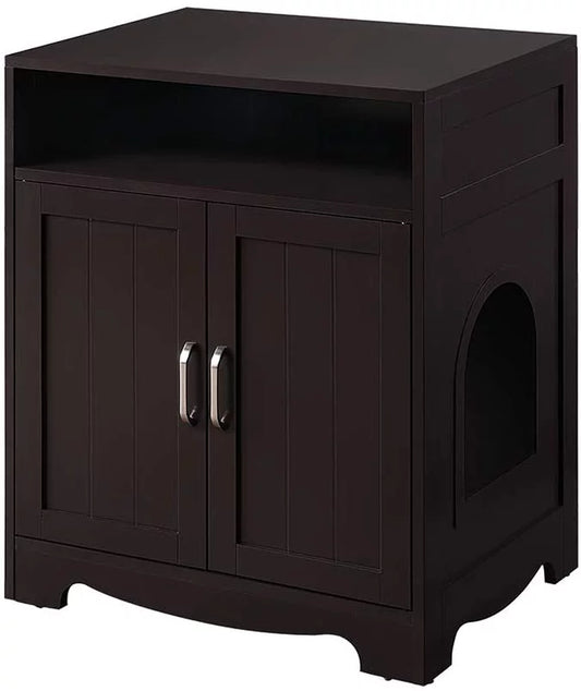 Unipaws Cat Litter Box Furniture, Cat Washroom Enclosure, Espresso Animals & Pet Supplies > Pet Supplies > Cat Supplies > Cat Furniture Unipaws   