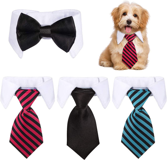 4 Pieces Adjustable Pets Dog Cat Bow Tie Pet Formal Tuxedo Costume Necktie Collar Stripes for Small Dogs Cats (S) Animals & Pet Supplies > Pet Supplies > Dog Supplies > Dog Apparel Syhood   