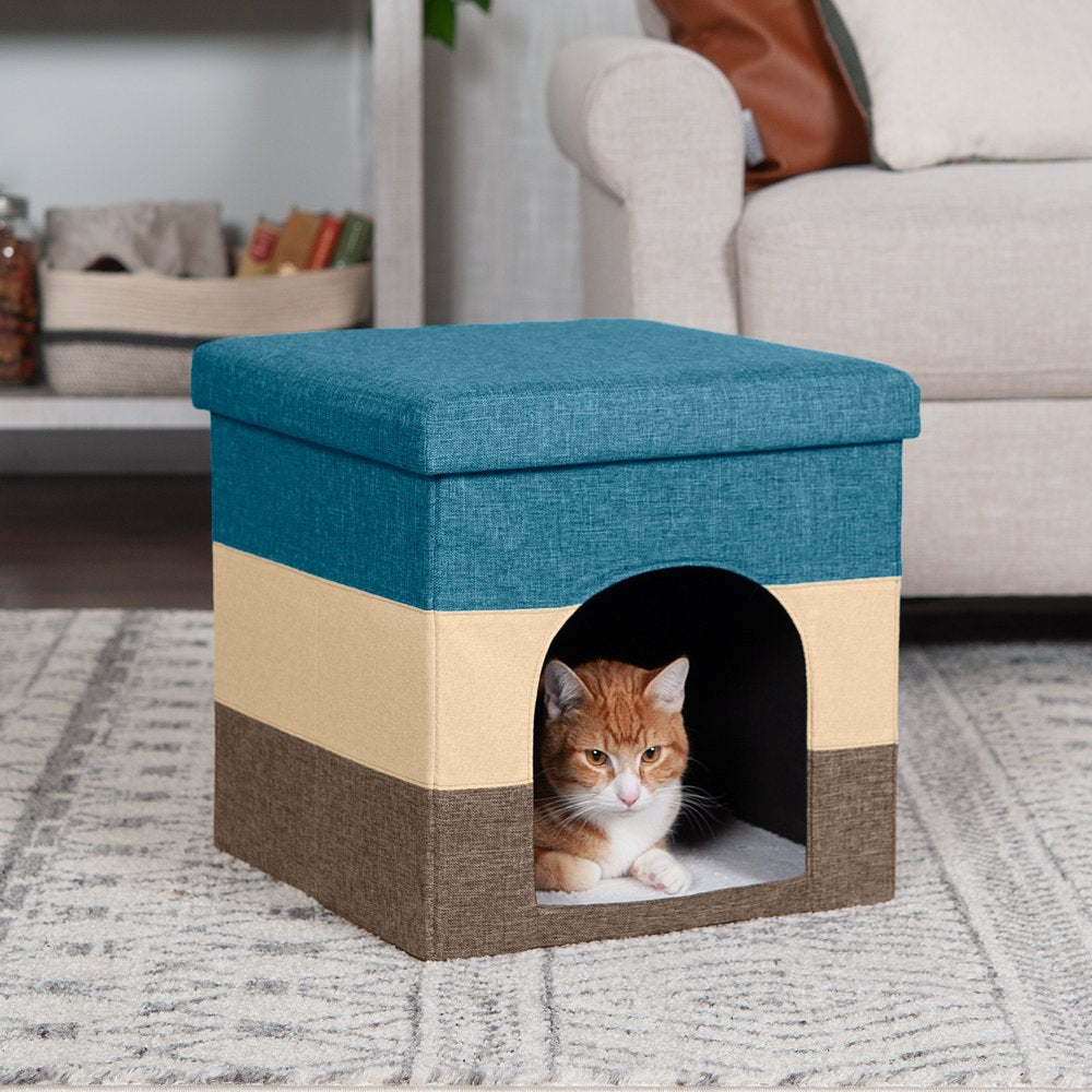 Furhaven Pet House | Pet House Footstool for Dogs & Cats, Beach House Stripe (Browns & Blue), Small Animals & Pet Supplies > Pet Supplies > Dog Supplies > Dog Houses FurHaven Pet   
