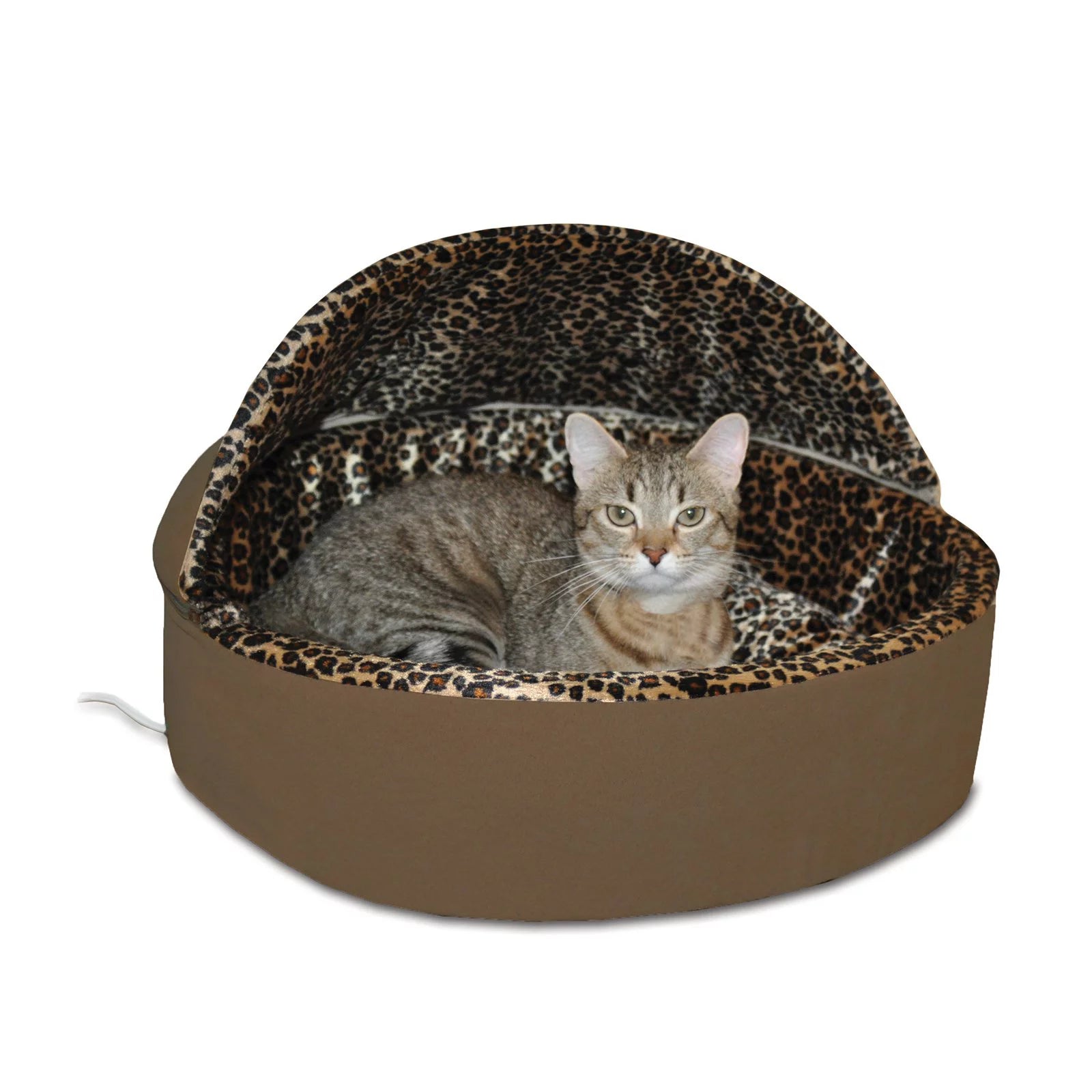 K&H Thermo Kitty Pet Cat Bed, Tan/Leopard