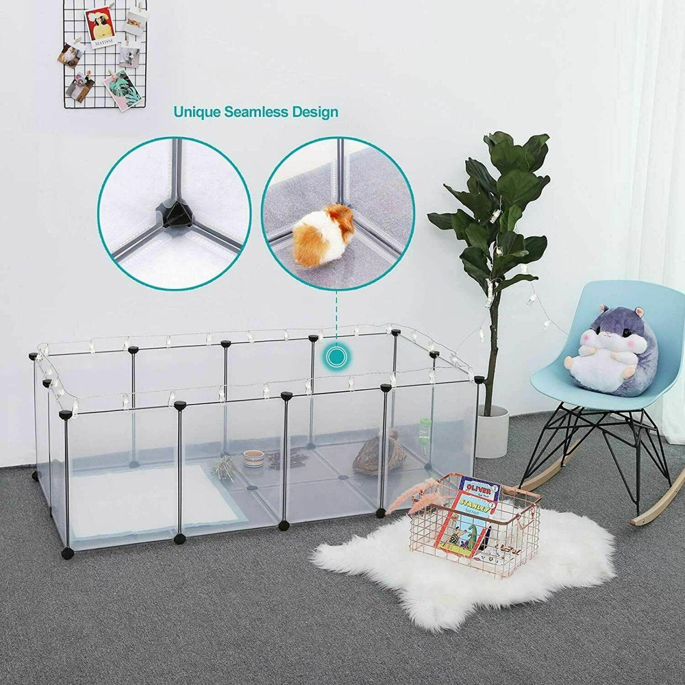 Playpen Plastic, Rabbit Fence Indoor Small Animal Cage Exercise Pen Transparent Playpen for Puppy Guinea Pigs Bunny Chinchilla Gerbils Hedgehogs Rats (12 Panels/Size:14 X 14 Inches ) Animals & Pet Supplies > Pet Supplies > Dog Supplies > Dog Kennels & Runs Geo Bot   