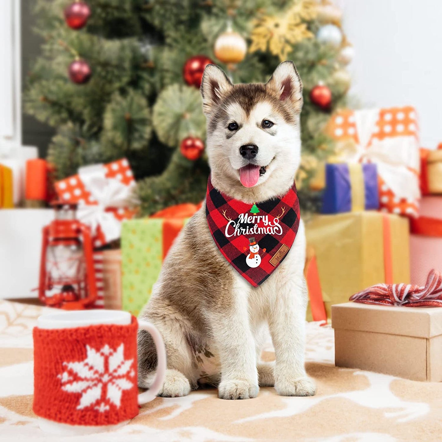 Malier 2 Pack Christmas Dog Bandana, Classic Red Green Buffalo Plaid Dog Bandana Pets Scarf Triangle Bibs Kerchief Set Pet Costume Outfit Accessories for Small Medium Large Dogs Cats Pets (Large) Animals & Pet Supplies > Pet Supplies > Dog Supplies > Dog Apparel Malier   