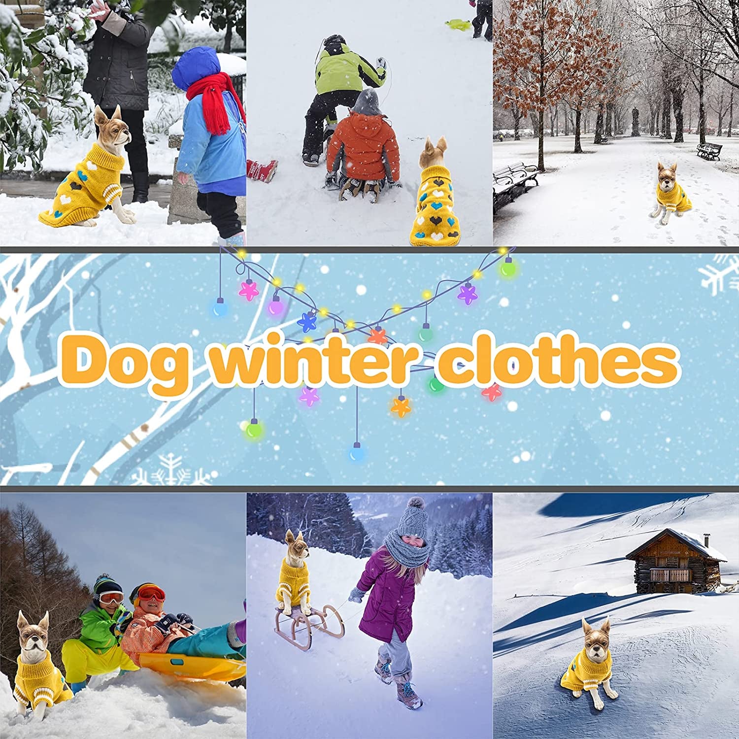 Cnarery Dog Sweater, Soft and Warm Dog Knitted Sweater with Leash Hole, Dog Winter Coat, Cold Weather Clothes for Small Medium Dogs Cat (Small, Yellow) Animals & Pet Supplies > Pet Supplies > Dog Supplies > Dog Apparel Cnarery   