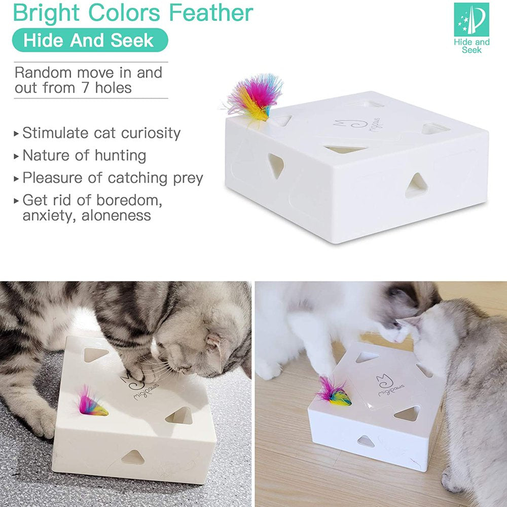 Migipaws Cat Toys, Interactive Kitten Toy for Indoor Cats, Automatic Cat Feather Mice Toys, Pets Smart Electric Peekaboo Teaser, USB Rechargeable, 4Pcs Upgrade Durable Feather Refills Animals & Pet Supplies > Pet Supplies > Cat Supplies > Cat Toys Nanjing DiMeng technology Co., Ltd.   