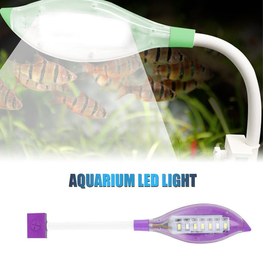 Walmeck Aquarium Light Small LED Clip Light for Fish Tank USB Shape LED Light for Aquarium Fish Tank White Blue Lighting Color