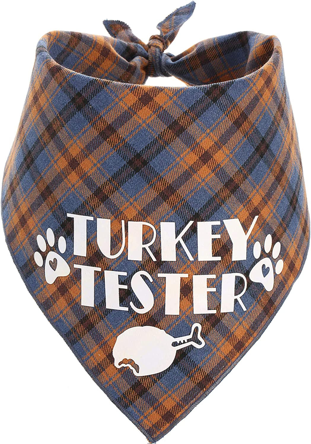 Pawskido Thanksgiving Bandana for Small Medium Dogs, Turkey Taster Blue Pet Scarf Animals & Pet Supplies > Pet Supplies > Dog Supplies > Dog Apparel Pawskido   