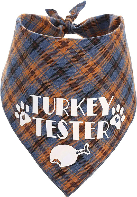 Pawskido Thanksgiving Bandana for Small Medium Dogs, Turkey Taster Blue Pet Scarf Animals & Pet Supplies > Pet Supplies > Dog Supplies > Dog Apparel Pawskido   