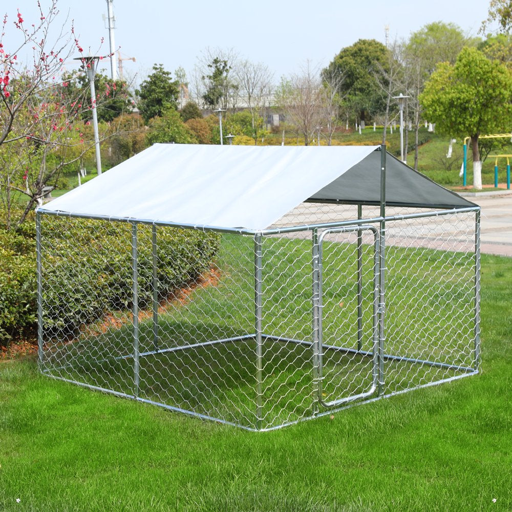 LVUYOYO Outdoor Heavy Duty Dog House Dog Kennel with Water Resistant Cover Dog Cage Pet Resort Steel Fence with Mesh Sidewalls Secure Lock Animals & Pet Supplies > Pet Supplies > Dog Supplies > Dog Kennels & Runs LVUYOYO   