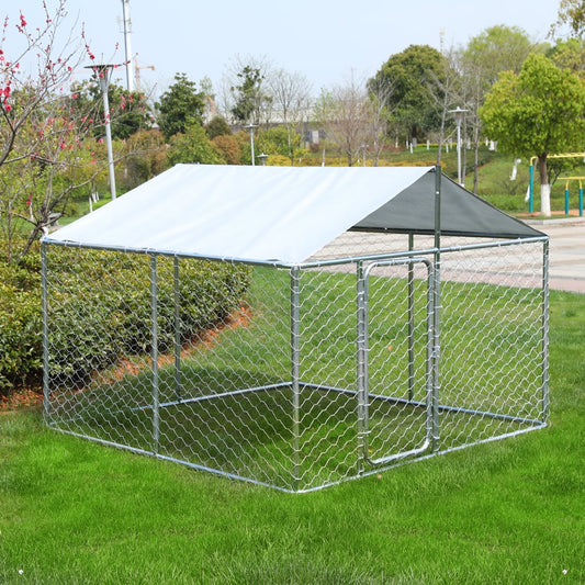 LVUYOYO Outdoor Heavy Duty Dog House Dog Kennel with Water Resistant Cover Dog Cage Pet Resort Steel Fence with Mesh Sidewalls Secure Lock Animals & Pet Supplies > Pet Supplies > Dog Supplies > Dog Kennels & Runs LVUYOYO   