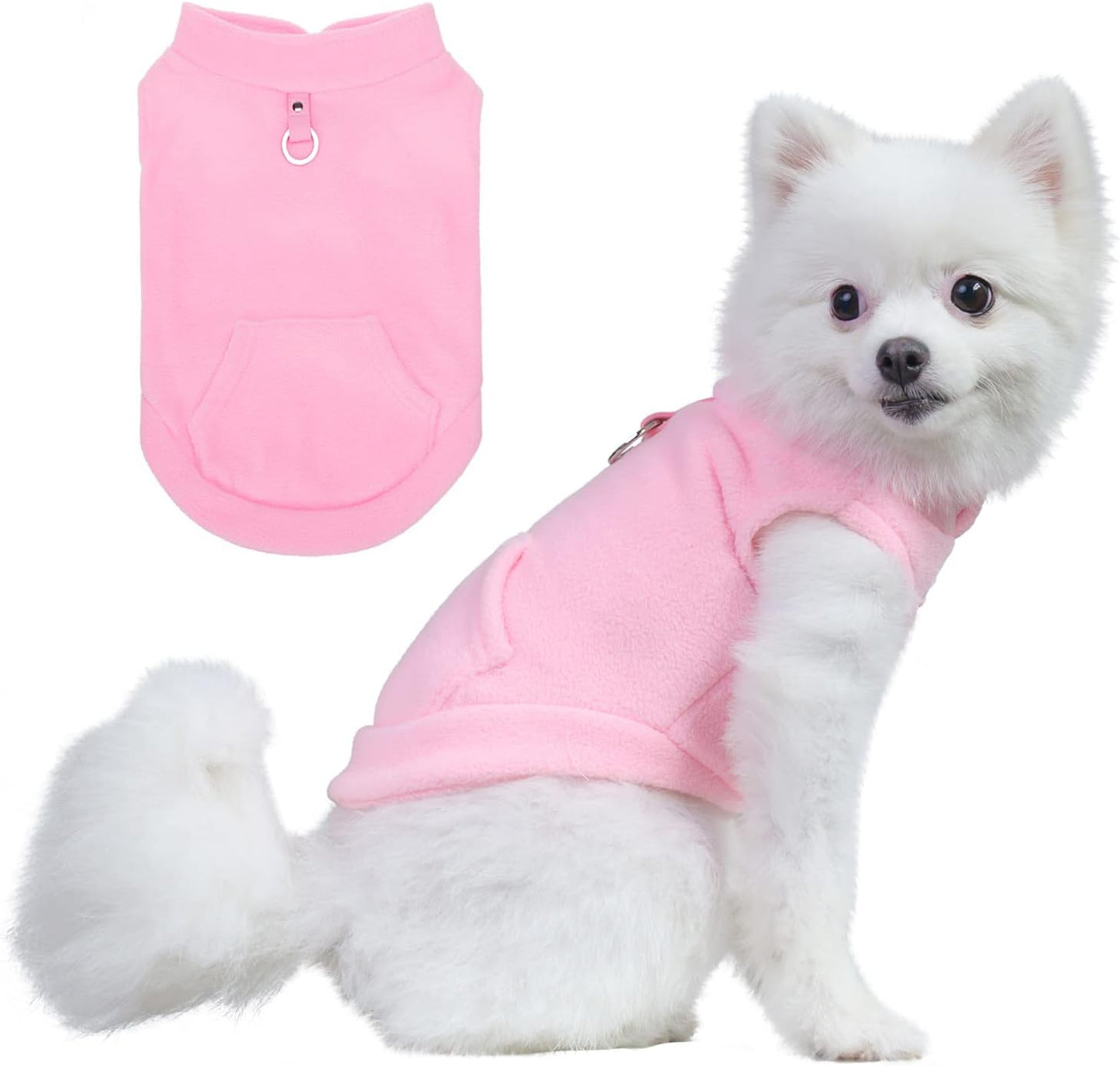 EXPAWLORER Polar Fleece Vest Dog Clothes - Fall Dog Sweater Pet Clothing, Warm Soft Pullover Sleeveless Dog Jacket with Small Pocket, Cold Winter Coat for Small Medium Large Dogs (Red, M) Animals & Pet Supplies > Pet Supplies > Dog Supplies > Dog Apparel HAOBO Light Pink Large 